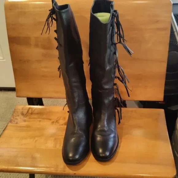 Matisse Ramsey size 9 black fringed riding boots - Picture 2 of 12